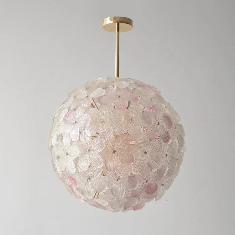 Decorative ceiling light fixture with floral design on a gray background