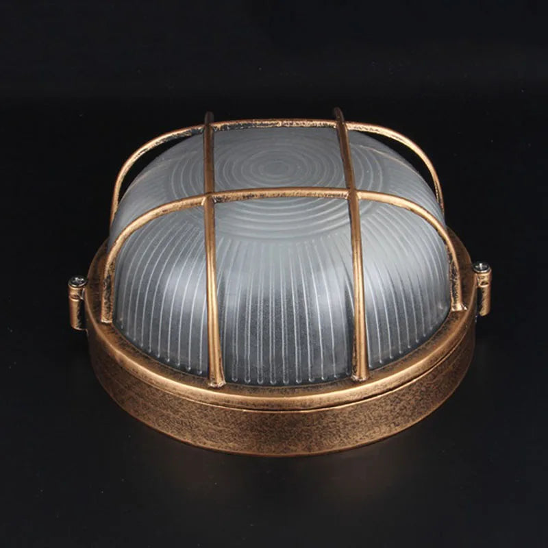 Round Bulkhead Bronze - Classic Waterproof Outdoor Lighting IP65 E27 Ceiling Light Wall Lamp