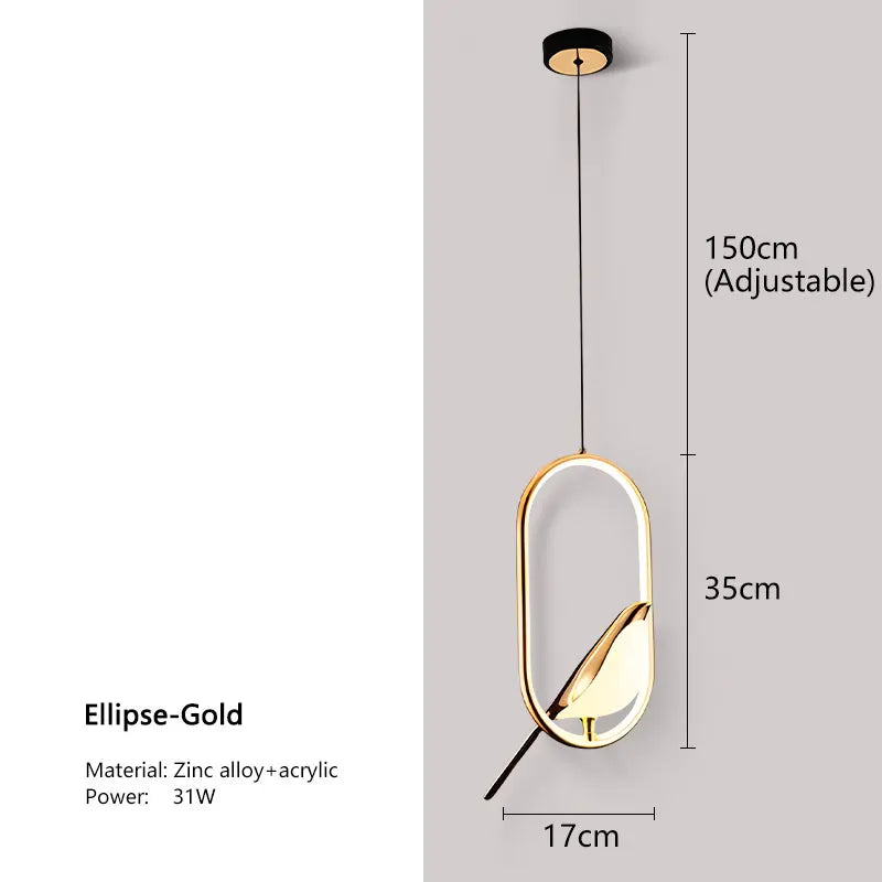 Magpie Ellipse - Gold (Pendant)