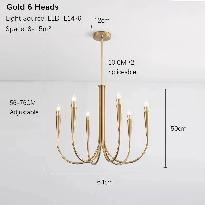 Aurena Gold - Minimalist Chandelier E14 6/9/12 Heads