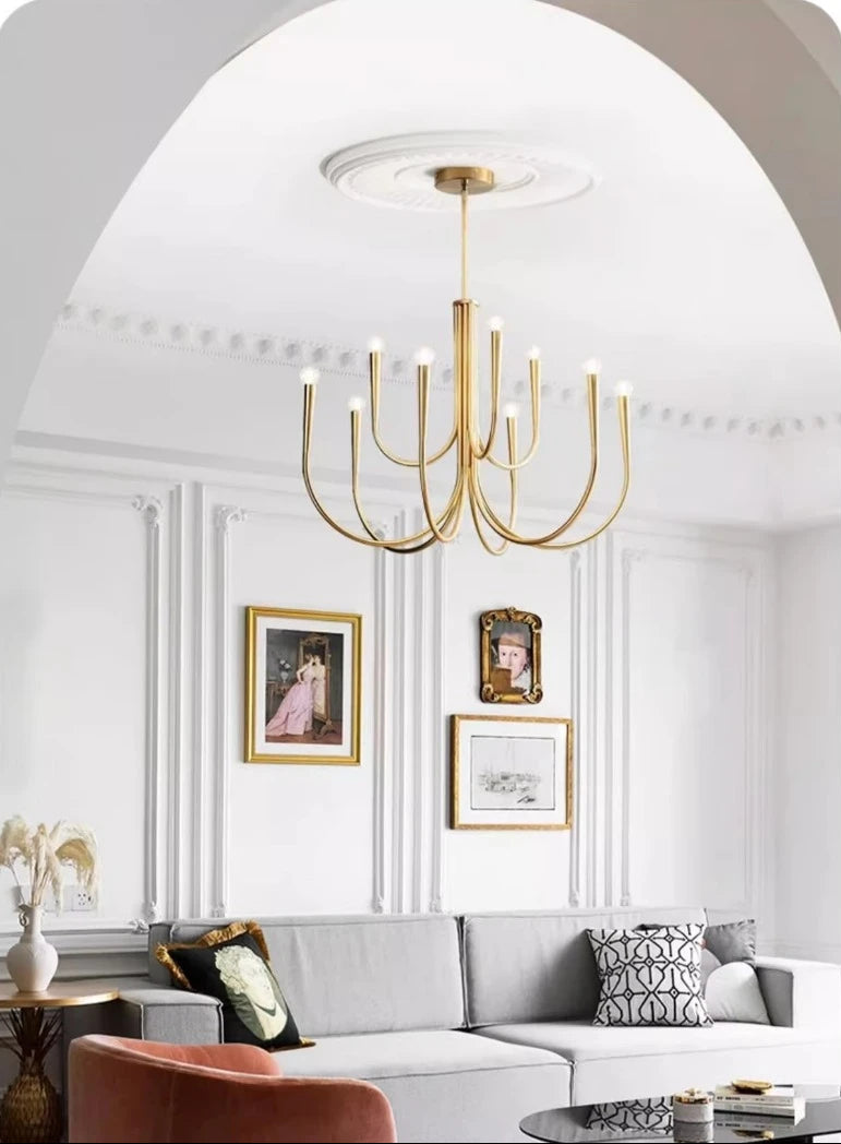 Aurena Gold - Minimalist Chandelier E14 6/9/12 Heads