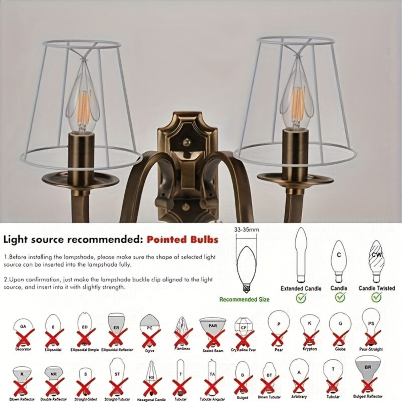 Plain White Clip-On Barrel Pleated Fabric Lamp Shades - 6pcs