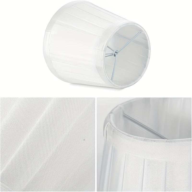 Plain White Clip-On Barrel Pleated Fabric Lamp Shades - 6pcs