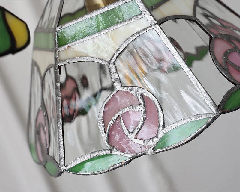 Tiffany Sacklet Camellia - Stained Glass Pendant Lamp
