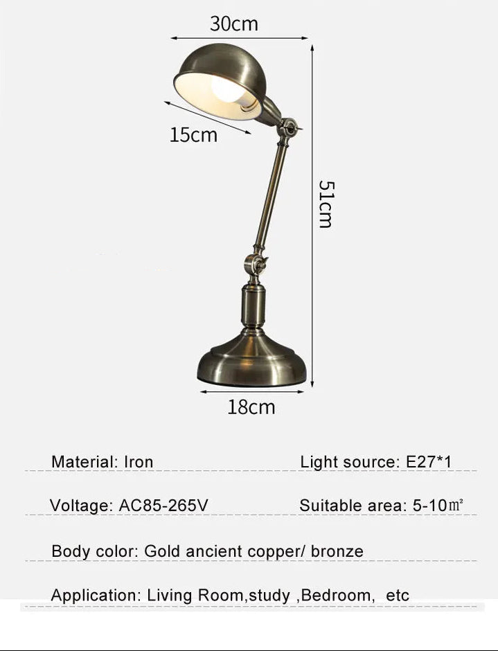 Cuprum Monocle Rocker - Adjustable Table Lamp (Copper/ Bronze)