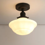 Creme Flush - Cream Glass Lampshade Flush Light (Copper/ Black)