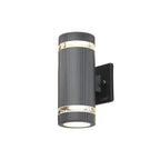 Wall-mounted outdoor light fixture on a neutral wall