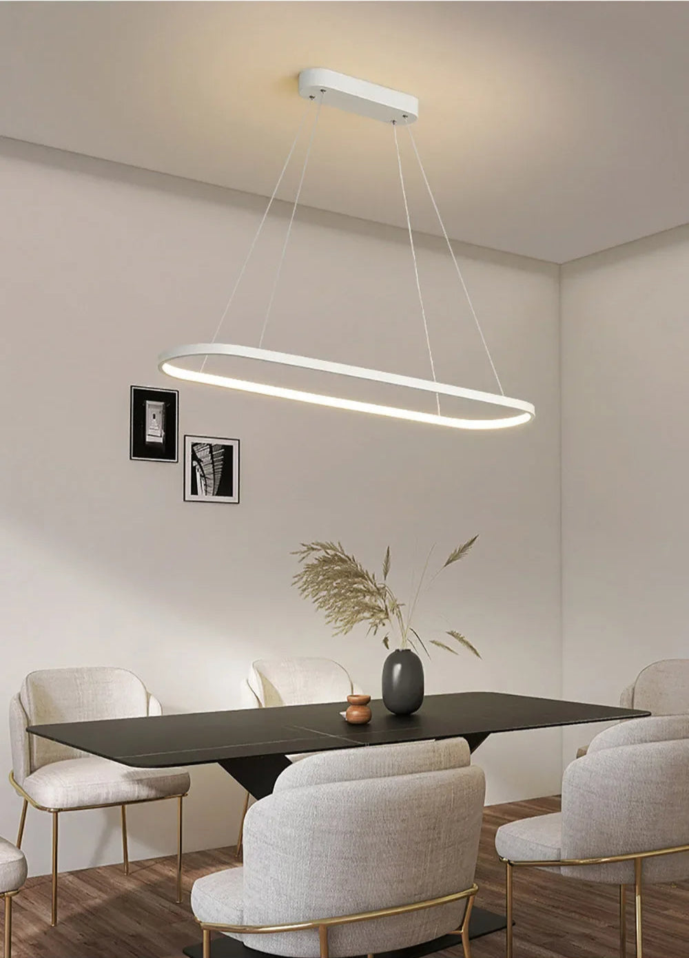 Long Ellipse White - Minimalist Ceiling Pendant Light LED 70/90cm