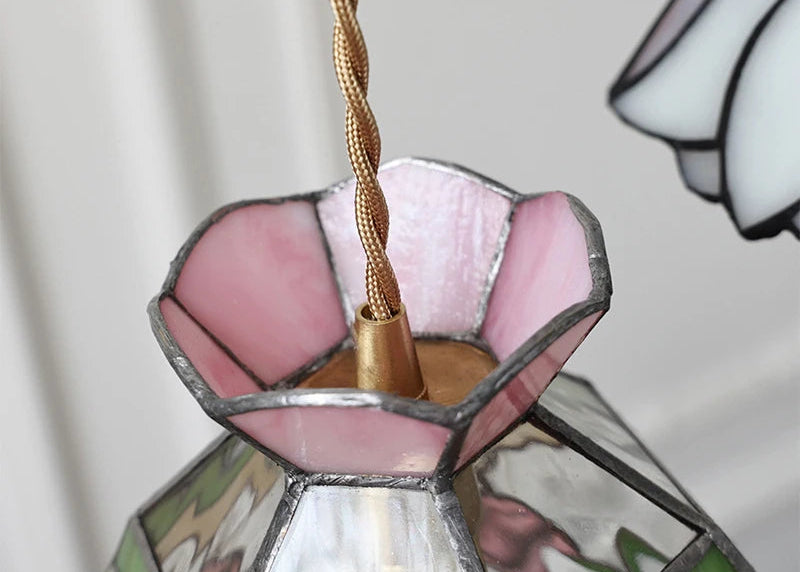 Tiffany Sacklet Camellia - Stained Glass Pendant Lamp