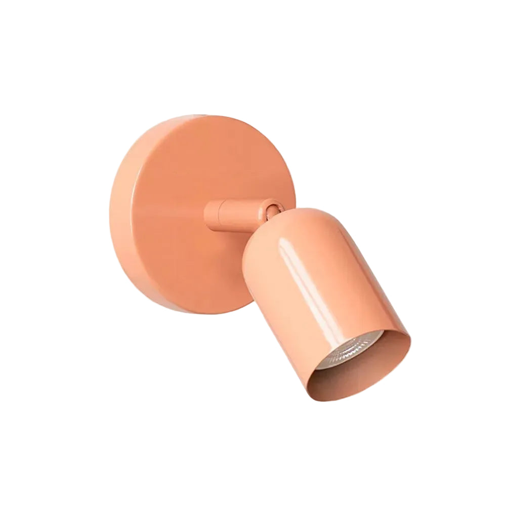 Pink-colored wall light fixture on a white background