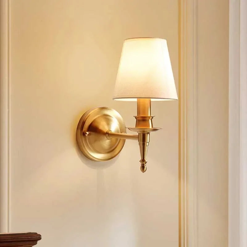 Cuprum Candle - Full Copper Wall Light Fabric Lampshade