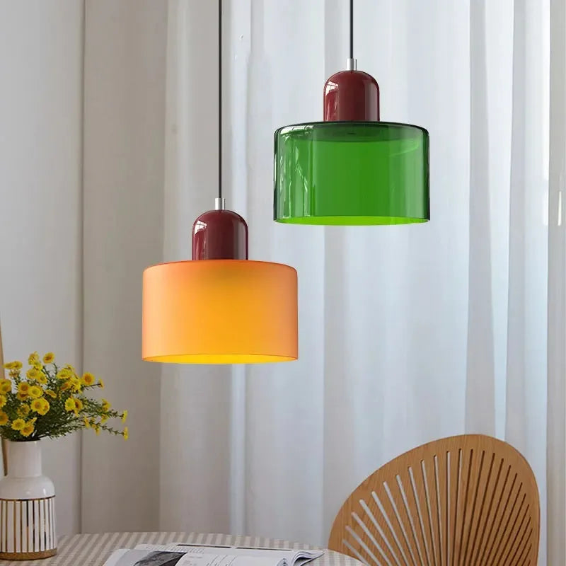 Red Beanie - Stained Glass Pendant Lamp