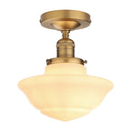 Creme Flush - Cream Glass Lampshade Flush Light (Copper/ Black)