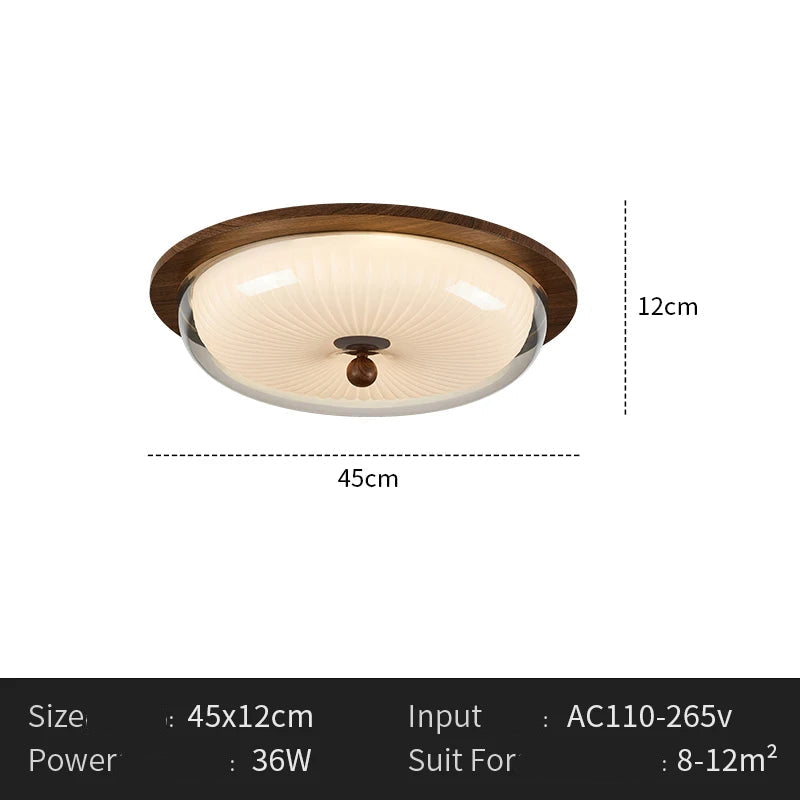 Torus Walnut  - Classic Semi-Flush Ceiling Light