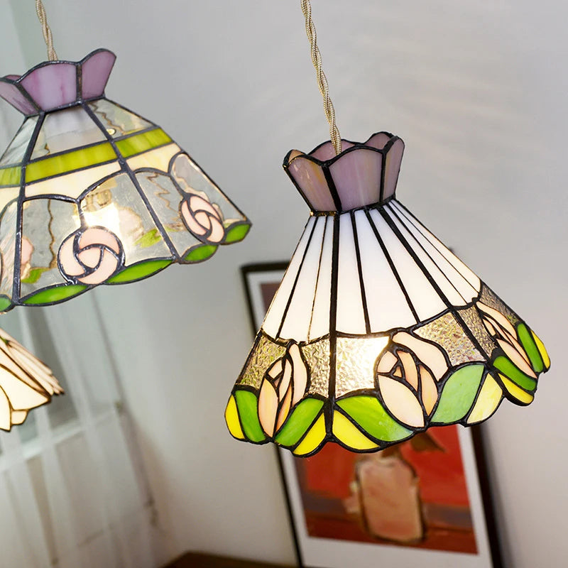 Tiffany Sacklet Peony - Stained Glass Pendant Lamp
