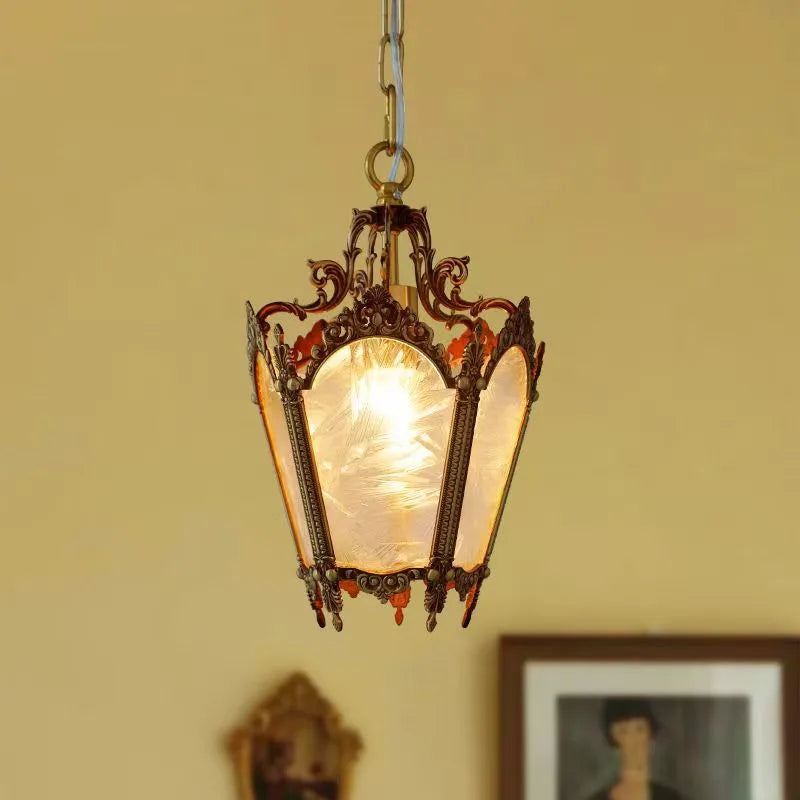 Regency Scroll - Frosted Glass Golden Pendant Light