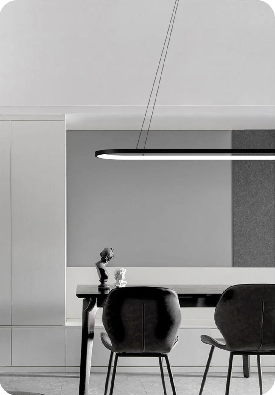Long Ellipse Black - Minimalist Ceiling Pendant Light LED 70/90cm