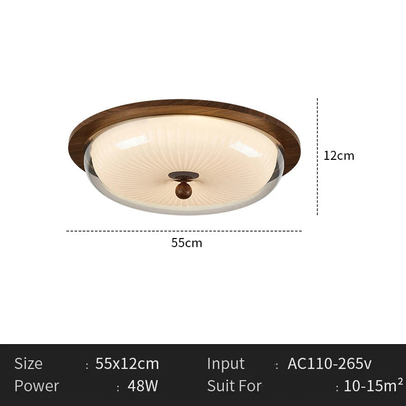 Torus Walnut  - Classic Semi-Flush Ceiling Light