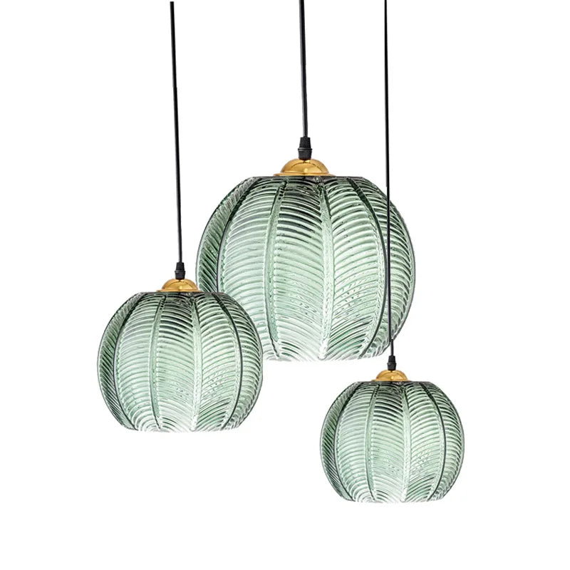 Glass Lantern Green - Modern Ceiling Pendant Light 3 sizes Green Glass Lampshade E27