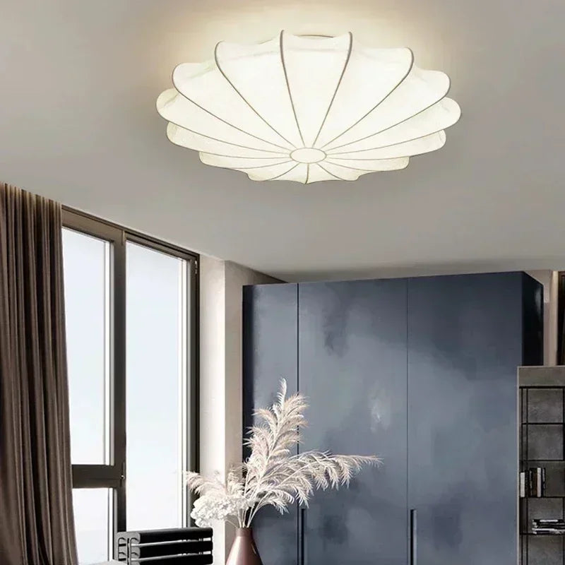 Kiku Cream - Japandi Ceiling Flush Light with Handcrafted Lampshade