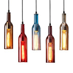Wine Bottles - Multicolour Retro Ceiling Pendant Light E27 Glass Lampshade