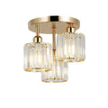 Glass Trio - Semi-Flush Ceiling Light Fixture E27 3 Heads Golden Base