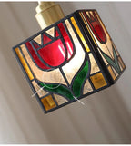 Tiffany Cube Tulip - Stained Glass Pendant Lamp