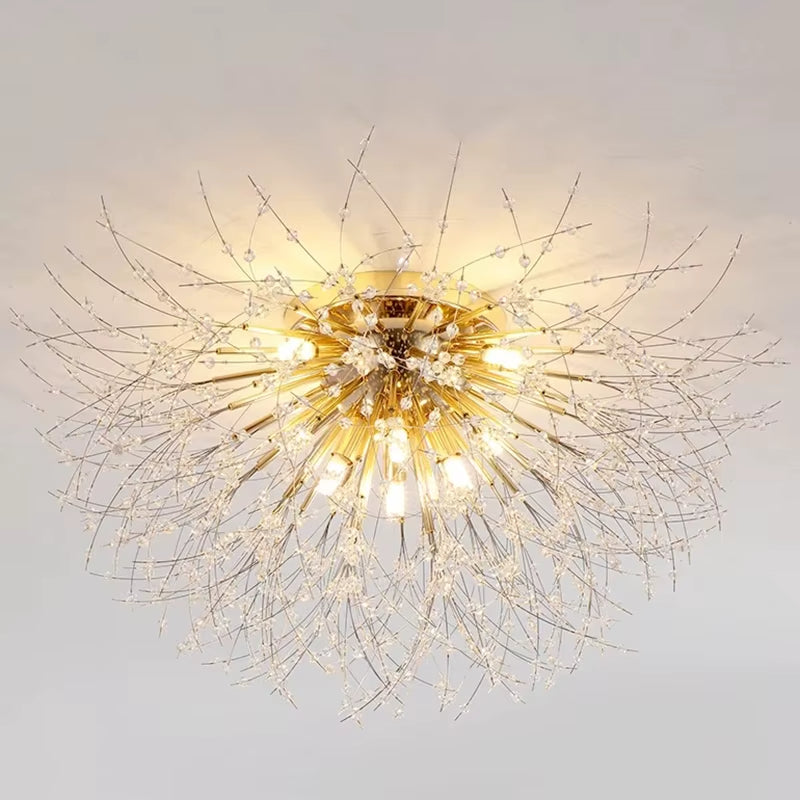Dandelion Gold - Crystal Ceiling Light Fixture Golden Base 4/5/6 heads