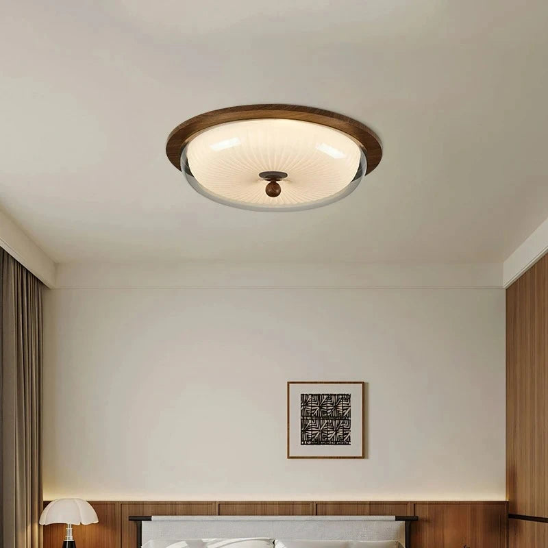 Ceiling light fixture in a room with a neutral color scheme