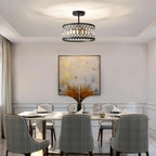 Crystal Carousel - Black Ceiling Light Fixture 3 heads E12