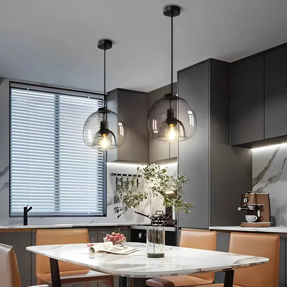 Globelet Grey (20/25cm) - Glass Pendant Lamp