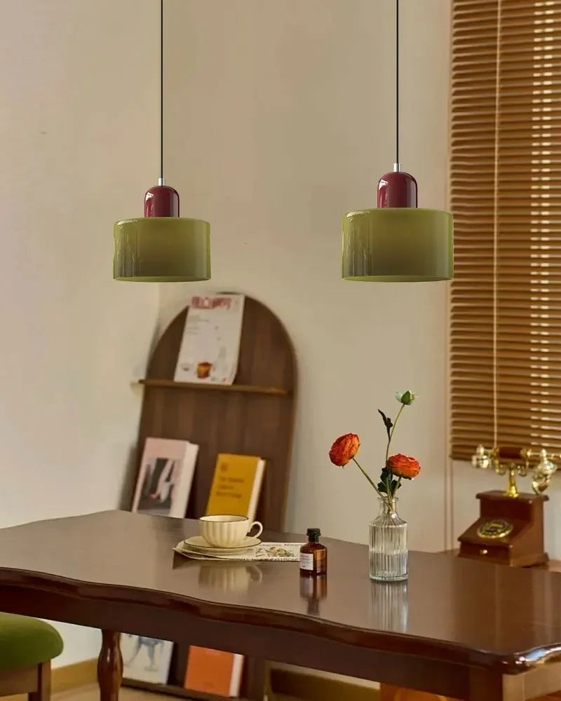 Red Beanie - Stained Glass Pendant Lamp