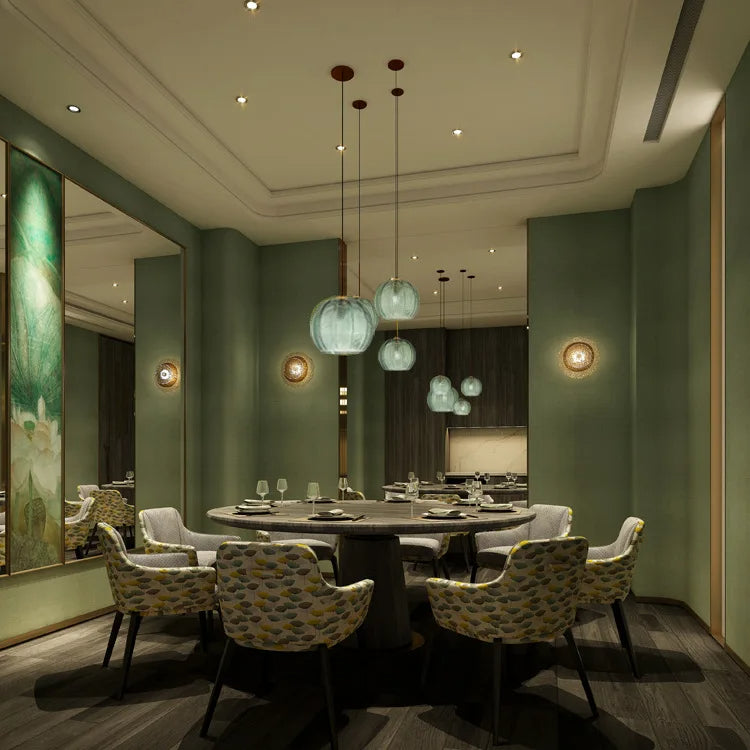 Glass Lantern Green - Modern Ceiling Pendant Light 3 sizes Green Glass Lampshade E27