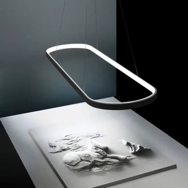 Long Ellipse Black - Minimalist Ceiling Pendant Light LED 70/90cm