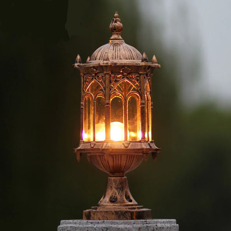 Decorative lantern with a warm glow against a dark background