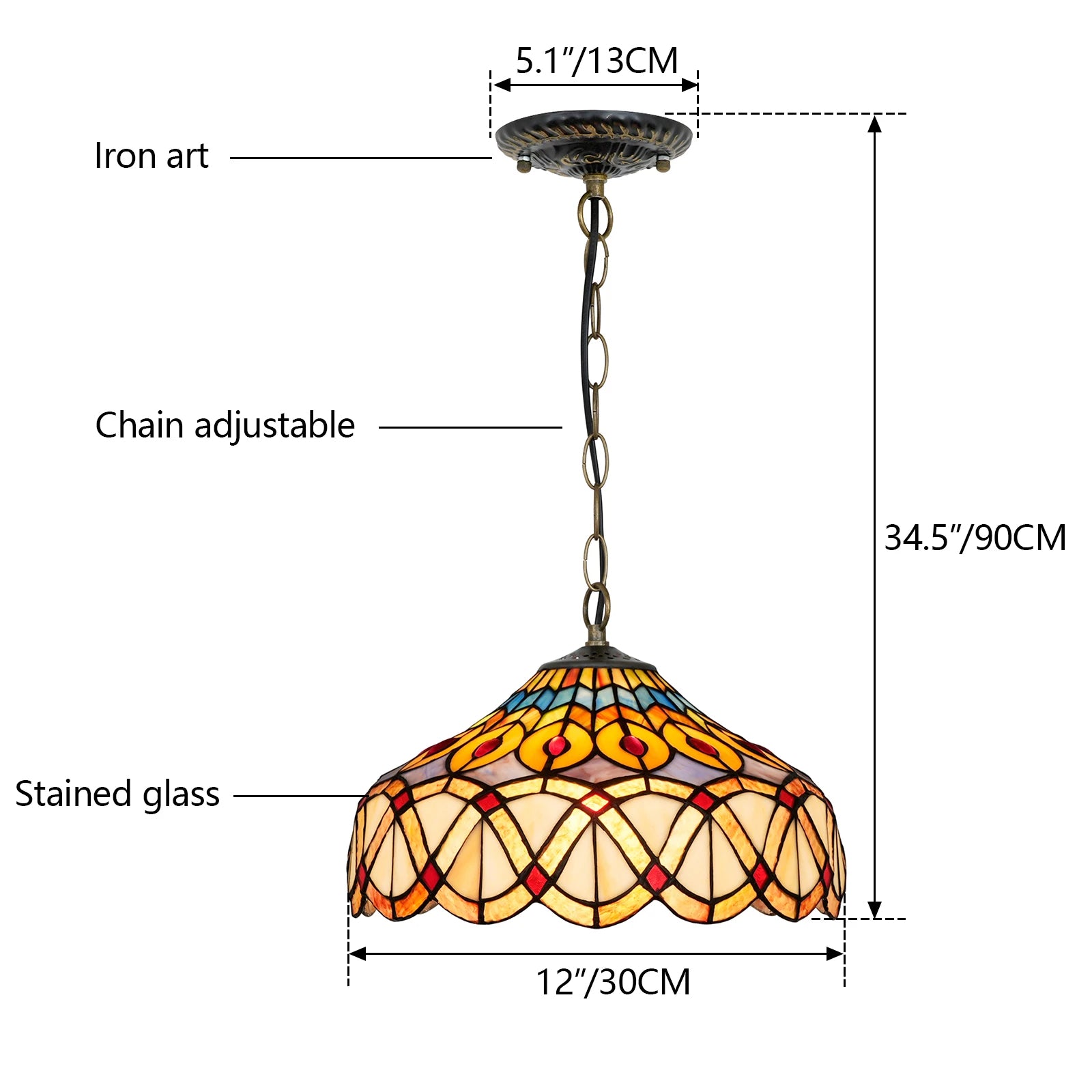 Tiffany Circus - Retro Ceiling Light Pendant 40W E27