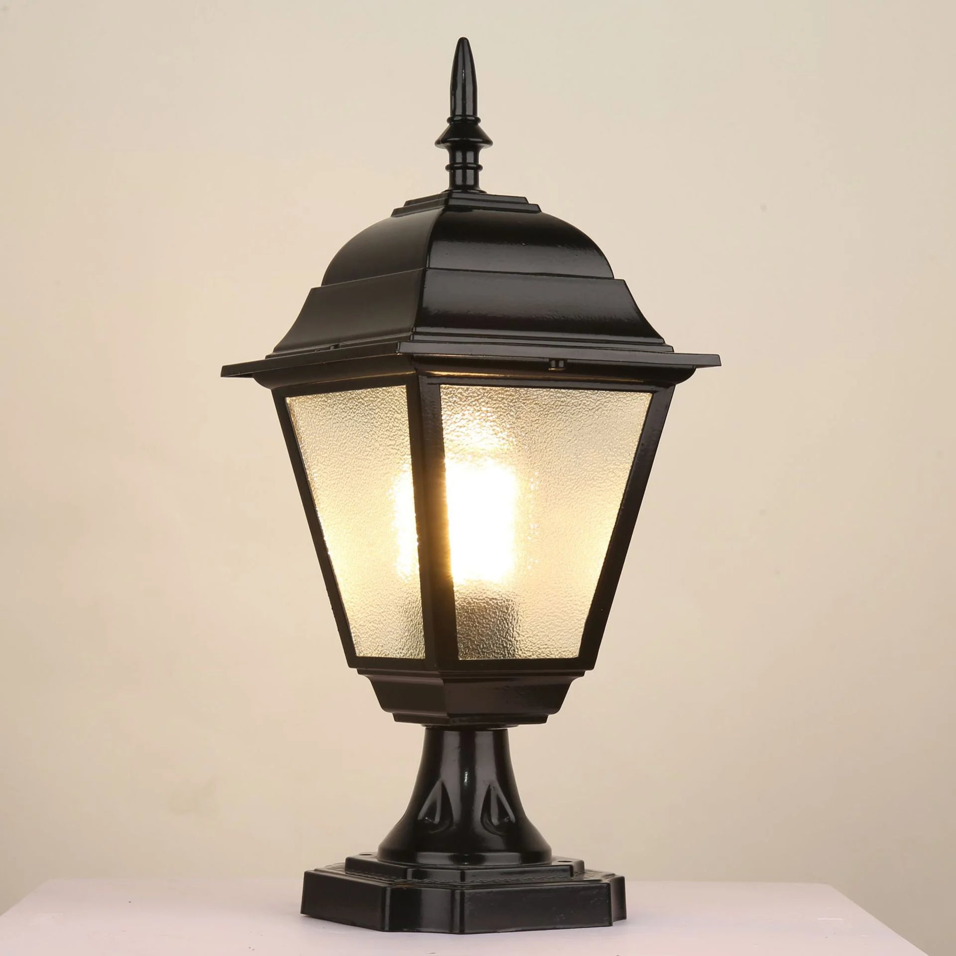 Knight Pillar Black - Outdoor Pedestal Light E27 Waterproof IP65