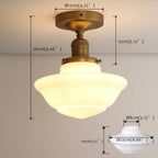 Creme Flush - Cream Glass Lampshade Flush Light (Copper/ Black)