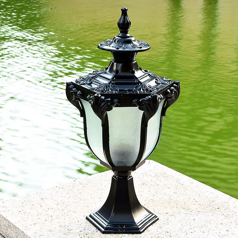 Abbey Pillar Black - Outdoor Lighting Pedestal Light E27 Waterproof IP54