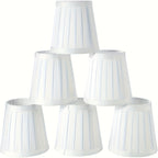 Plain White Clip-On Barrel Pleated Fabric Lamp Shades - 6pcs