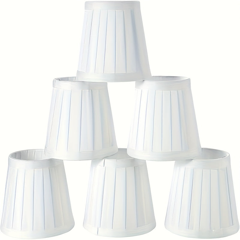 Plain White Clip-On Barrel Pleated Fabric Lamp Shades - 6pcs