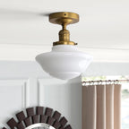 Creme Flush - Cream Glass Lampshade Flush Light (Copper/ Black)