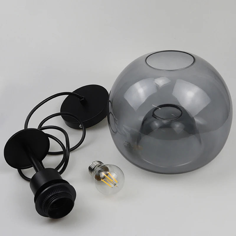 Globelet Grey (20/25cm) - Glass Pendant Lamp