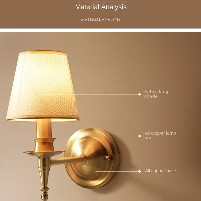 Cuprum Candle - Full Copper Wall Light Fabric Lampshade