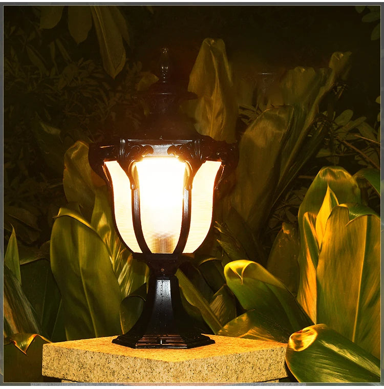 Abbey Pillar Black - Outdoor Lighting Pedestal Light E27 Waterproof IP54