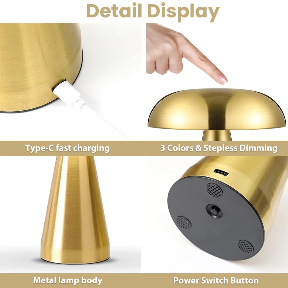 Aurea - Multicolour USB Rechargeable Lamp 5W LED (Gold/ Rose Gold/ Silver/ Black/ White)