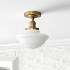 Creme Flush - Cream Glass Lampshade Flush Light (Copper/ Black)