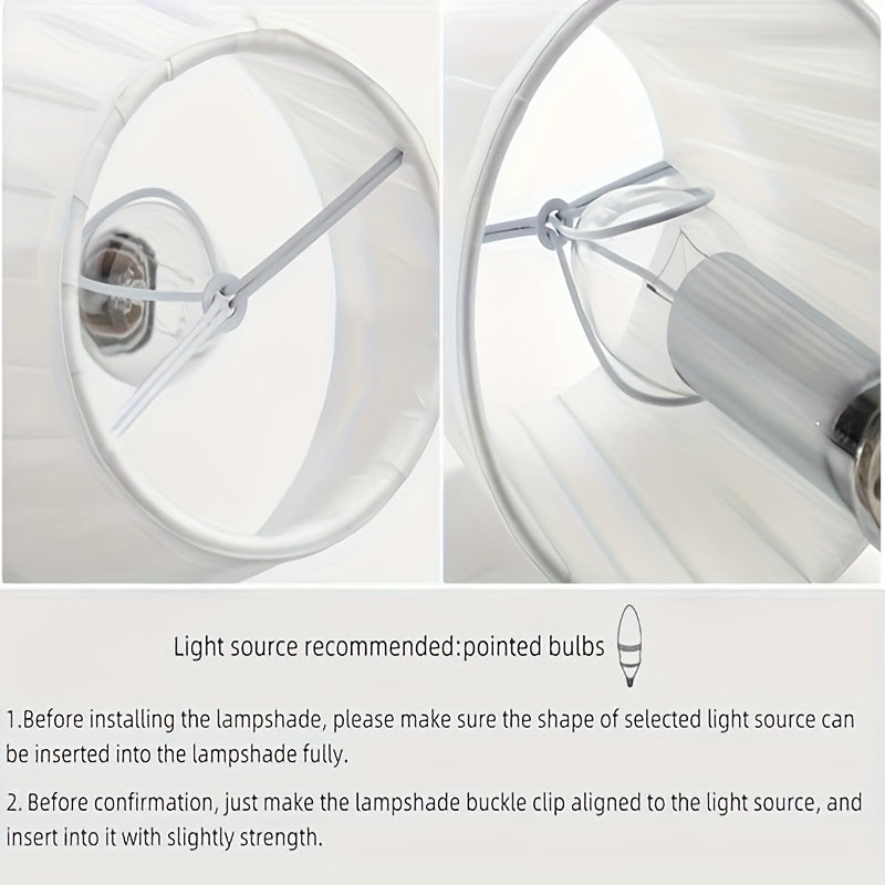 Plain White Clip-On Barrel Pleated Fabric Lamp Shades - 6pcs