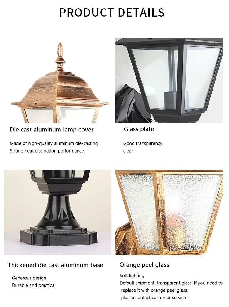 Knight Pillar Black - Outdoor Pedestal Light E27 Waterproof IP65