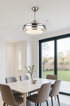 Silver Saucer - Modern Ceiling Fan Light Brushed Nickel Retractable Blades